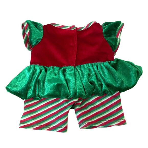 Build a Bear Workshop Holiday Outfit Elf Costume Christmas Green Red Stripped - Picture 2 of 8